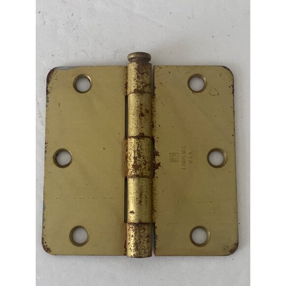 Antique Lawrence USA Brass Door Hinges Stanley Bar Latch Hardware - Picture 8 of 14